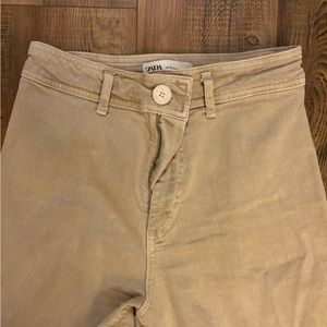 Zara Marine Straight High Rise Jeans in Sand/Brown